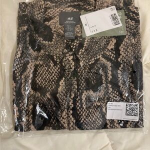 H&M Black and Tan Snake Print Button Down Shirt